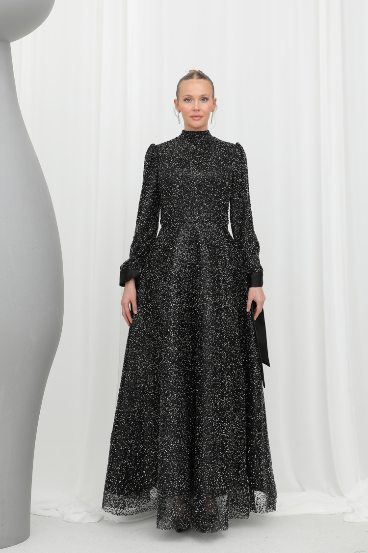 Women's Sparkly Sequin Detailed Elegant Evening Dress