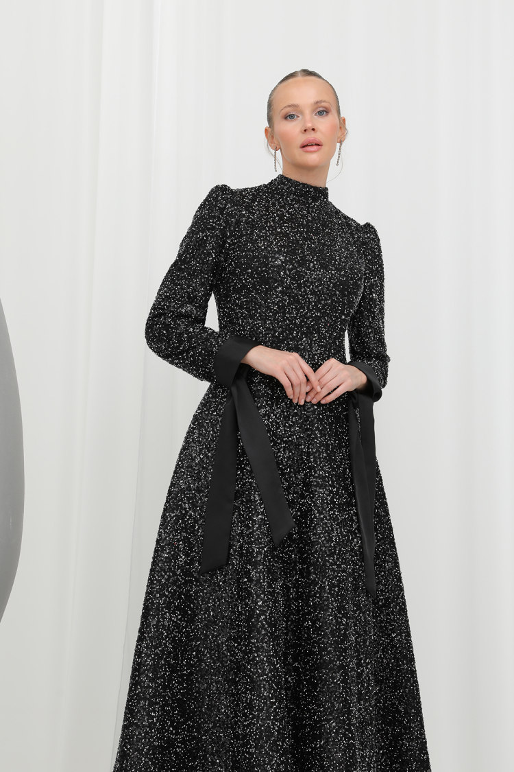 Women's Sparkly Sequin Detailed Elegant Evening Dress - Puane - Globality Store - Women Clothes Wholesale Turkey