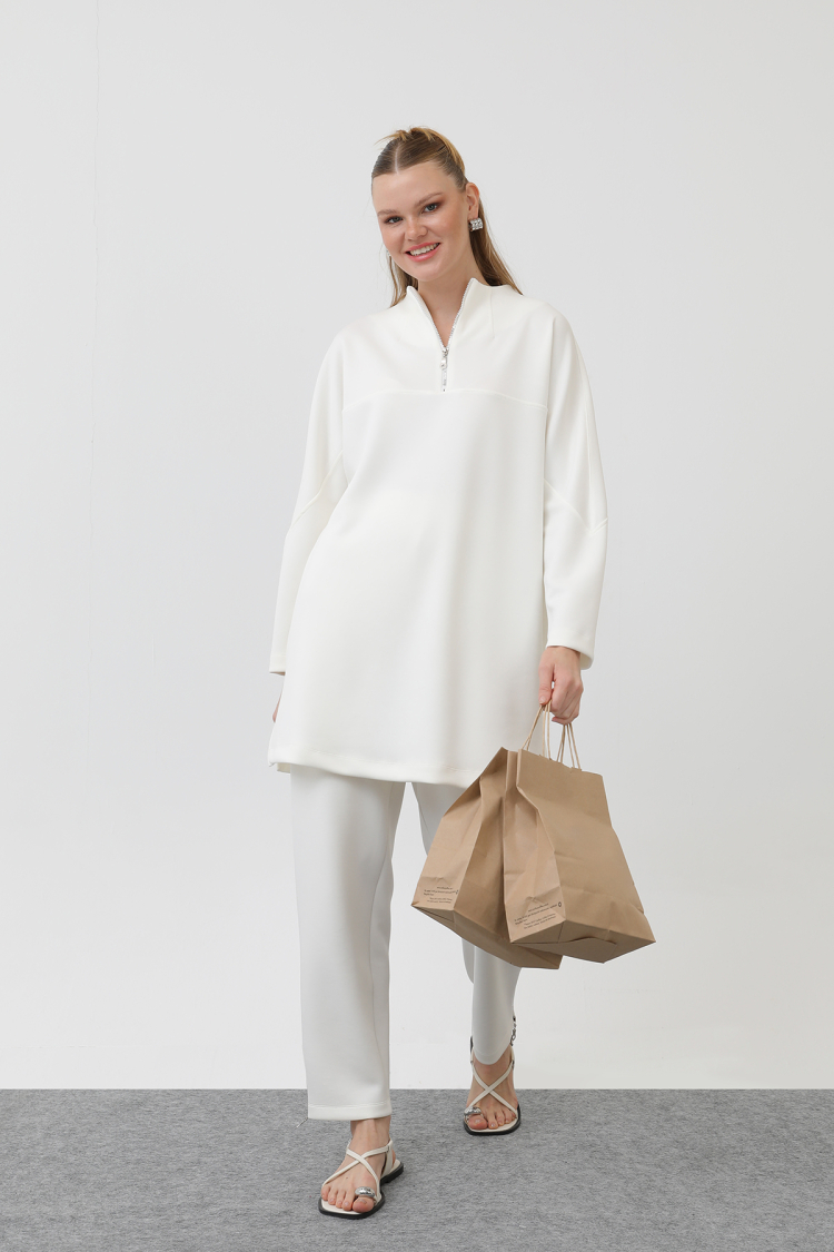 Women's Front Zipper Detail Tunic