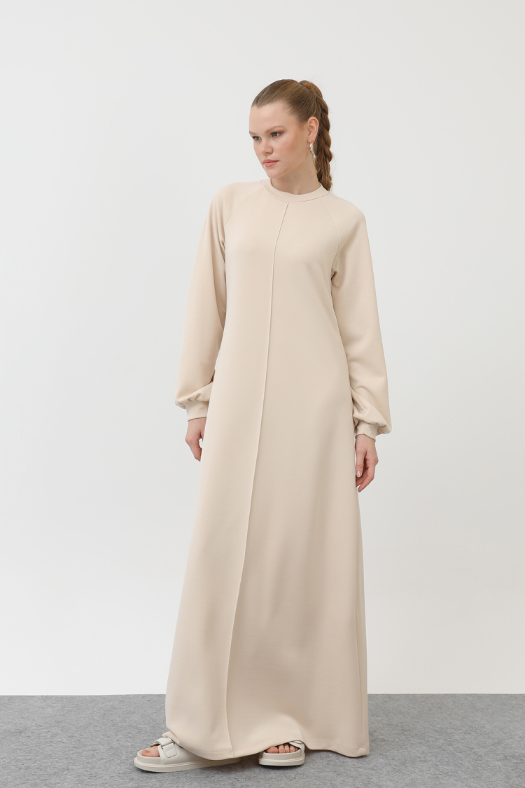 Ribbed Stitched Raglan Sleeve Dress - Puane - Globality Store - Women Clothes Wholesale Turkey