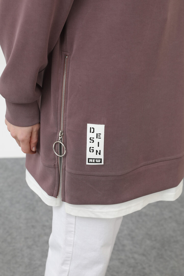 Tunic With Front Label Detail - Plum