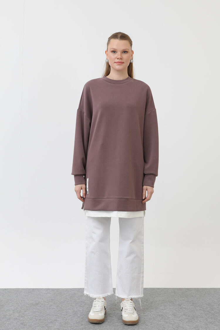 Tunic With Front Label Detail - Plum