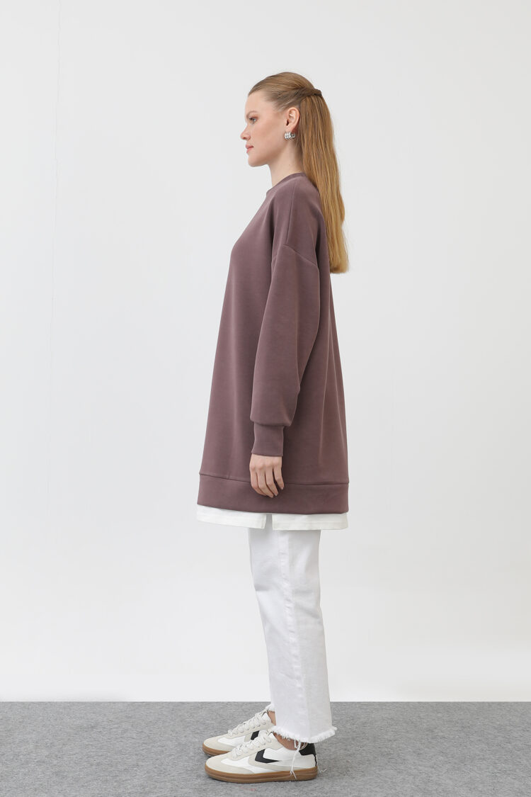 Tunic With Front Label Detail - Plum