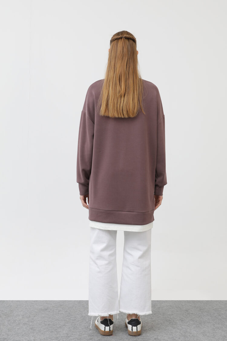 Tunic With Front Label Detail - Plum
