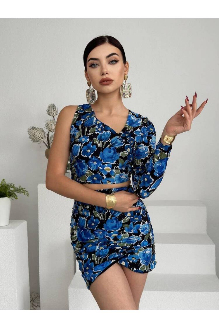 One-sleeved Suit - Multicolored - Etika - Globality Store - Women Clothes Wholesale Turkey