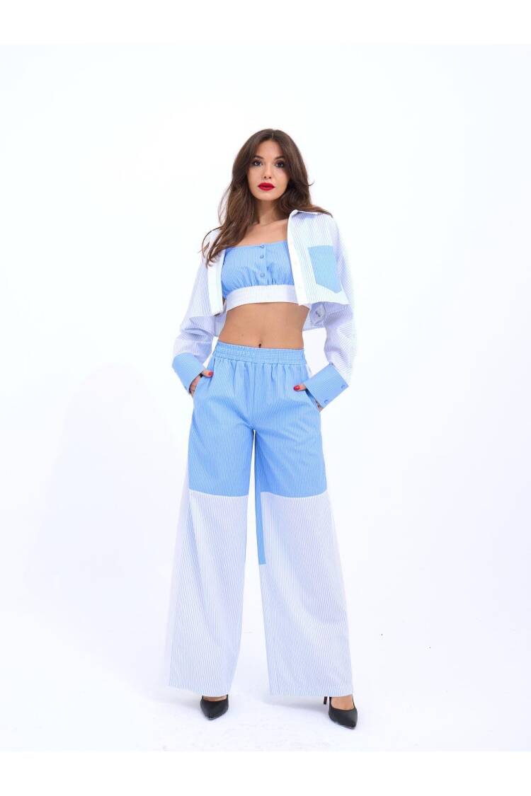 Miami Striped Suit - Multicolored - Fame - Globality Store - Women Clothes Wholesale Turkey