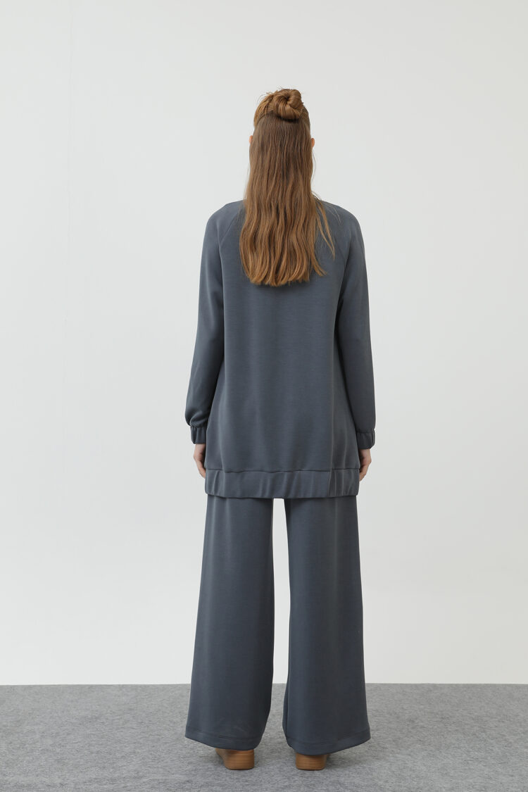 Zippered Shoulder Stripe Detailed Trouser Suit