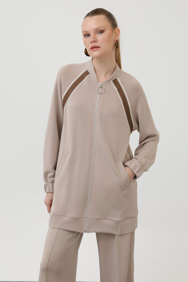 Zippered Shoulder Stripe Detailed Trouser Suit - Puane - Globality Store - Women Clothes Wholesale Turkey
