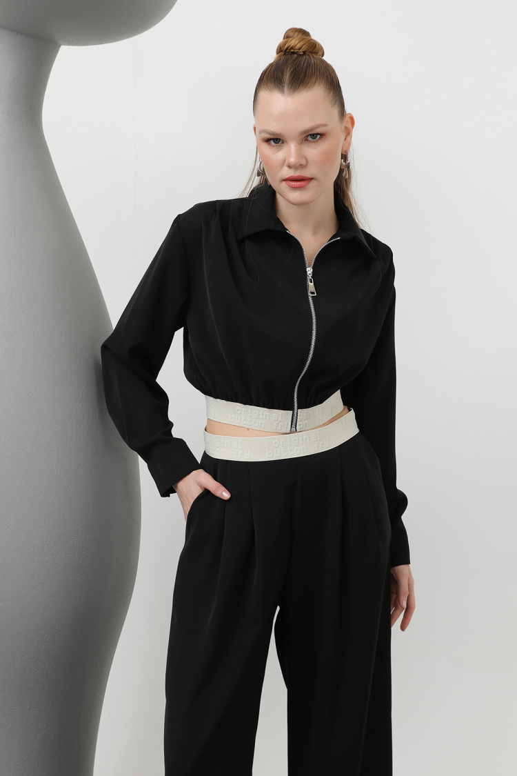 Pleated Elastic Detailed Jacket - SOUL - Globality Store - Women Clothes Wholesale Turkey