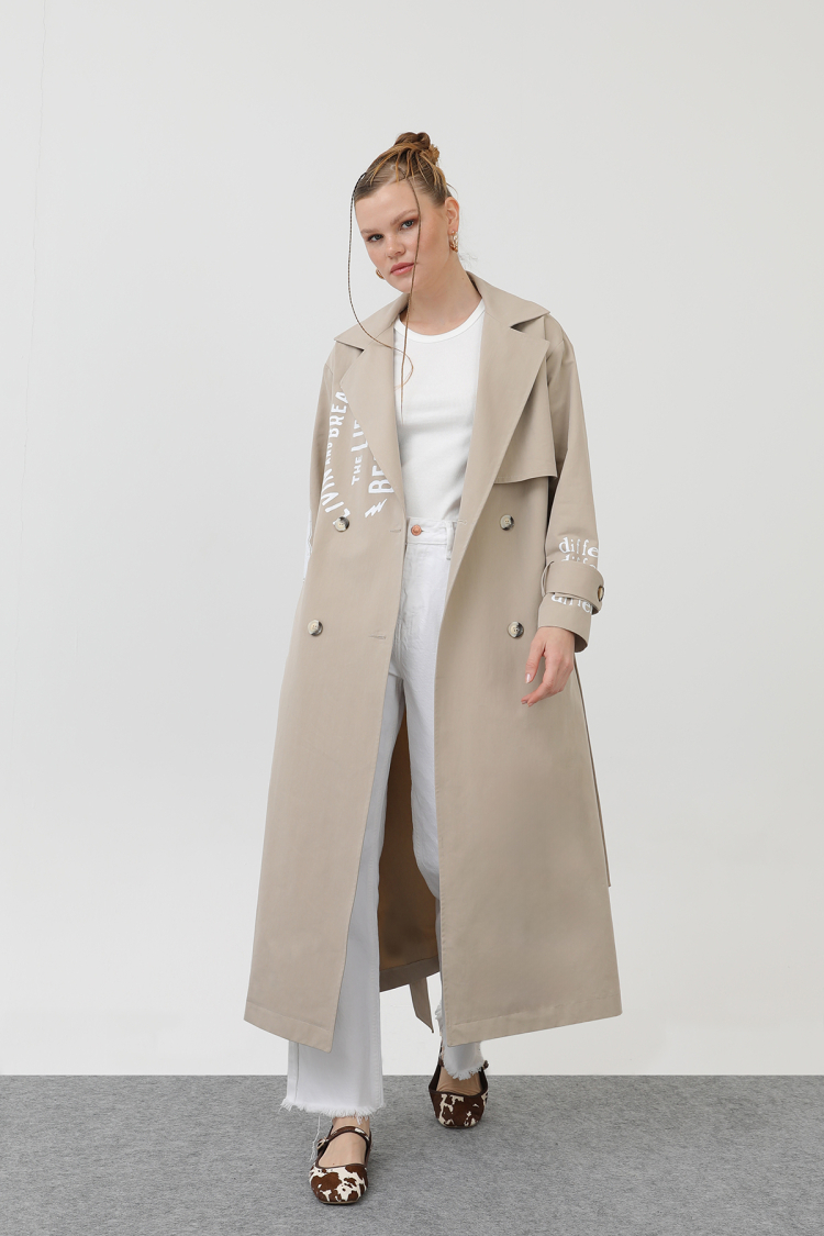 Women's Printed Trench - SOUL - Globality Store - Women Clothes Wholesale Turkey