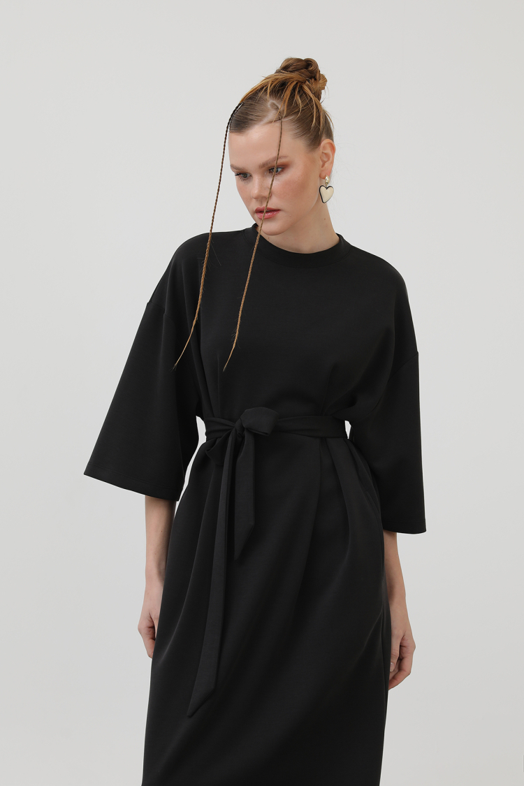 Women's Belt Detailed Basic Dress - SOUL - Globality Store - Women Clothes Wholesale Turkey