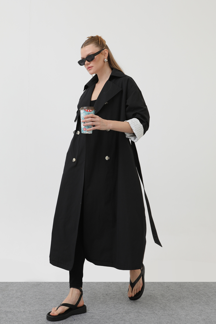 Women's Garni Striped Detail Trench - SOUL - Globality Store - Women Clothes Wholesale Turkey