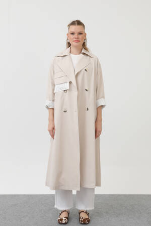 Garni Striped Detail Trench Coat - SOUL - Globality Store - Women Clothes Wholesale Turkey