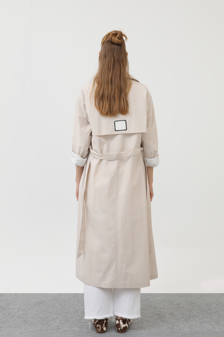 Garni Striped Detail Trench Coat