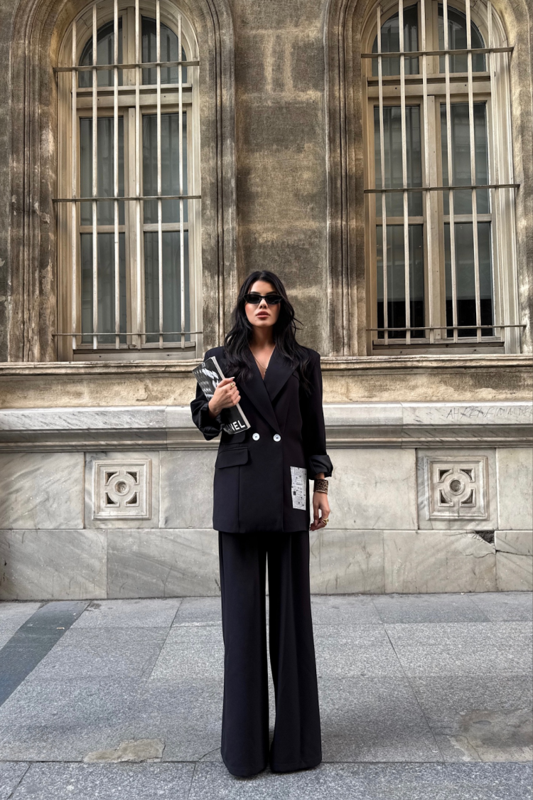 Design Label Detailed Jacket Pants Suit - Ello - Globality Store - Women Clothes Wholesale Turkey