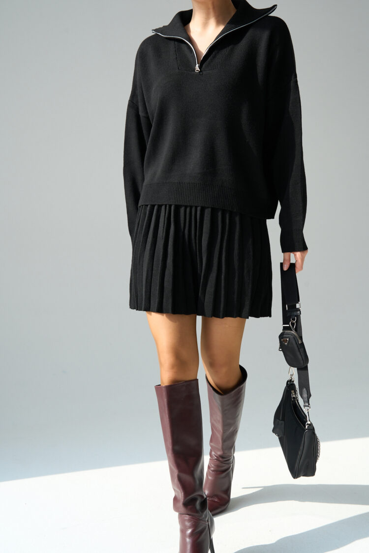 Polo Neck Skirt Set - Qustyle - Globality Store - Women Clothes Wholesale Turkey