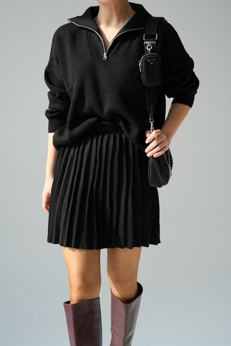 Polo Neck Skirt Set