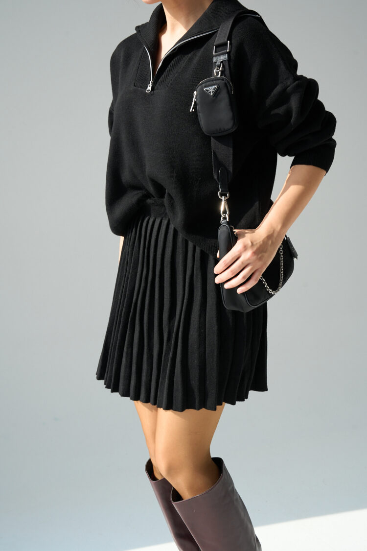 Polo Neck Skirt Set