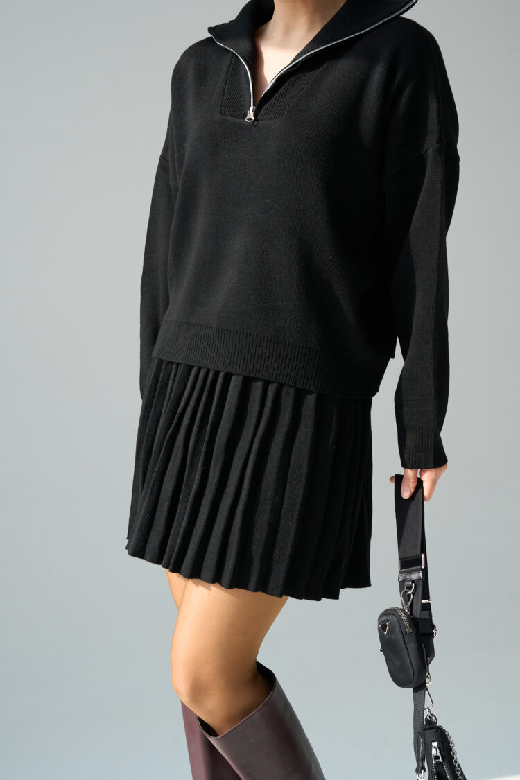 Polo Neck Skirt Set