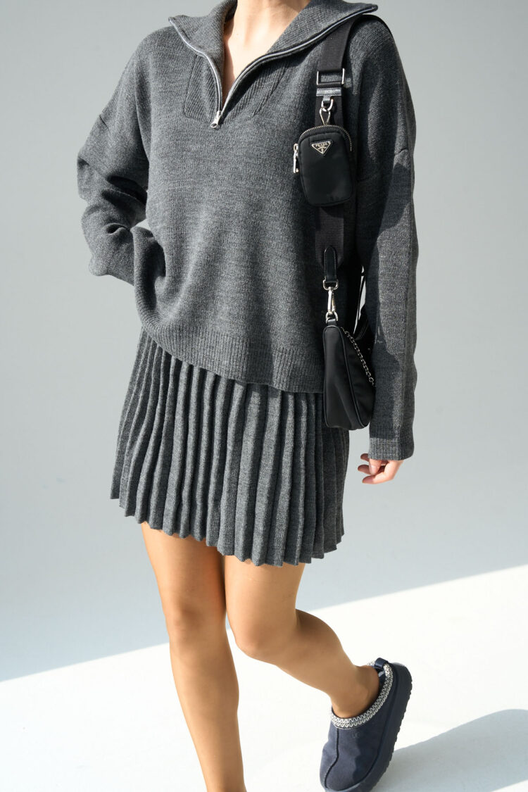 Polo Neck Skirt Set - Qustyle - Globality Store - Women Clothes Wholesale Turkey