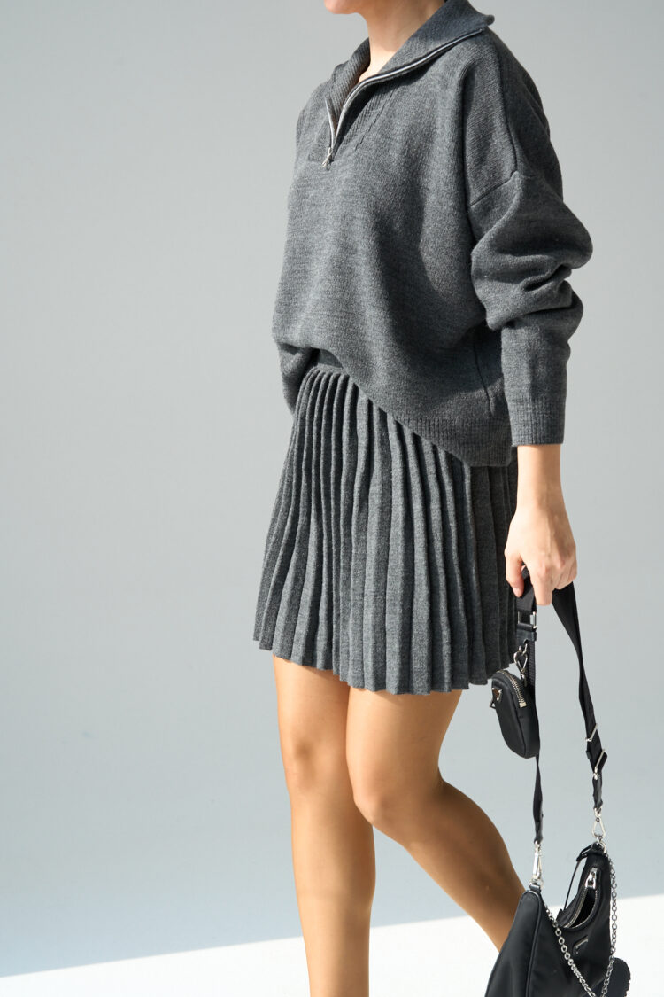 Polo Neck Skirt Set