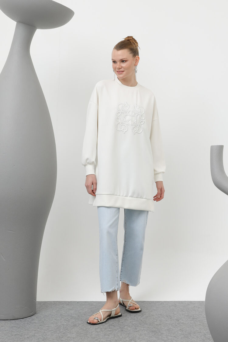 Women's Front Glued Stone Detailed Tunic - Puane - Globality Store - Women Clothes Wholesale Turkey