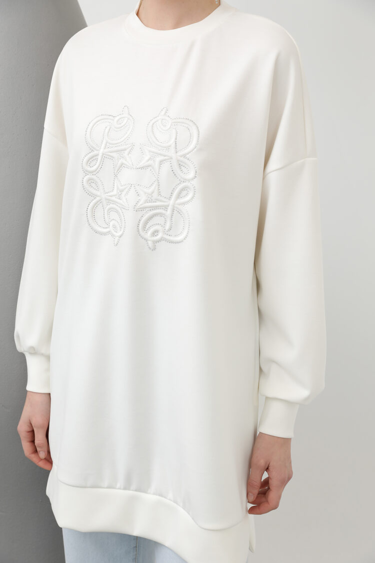 Women's Front Glued Stone Detailed Tunic
