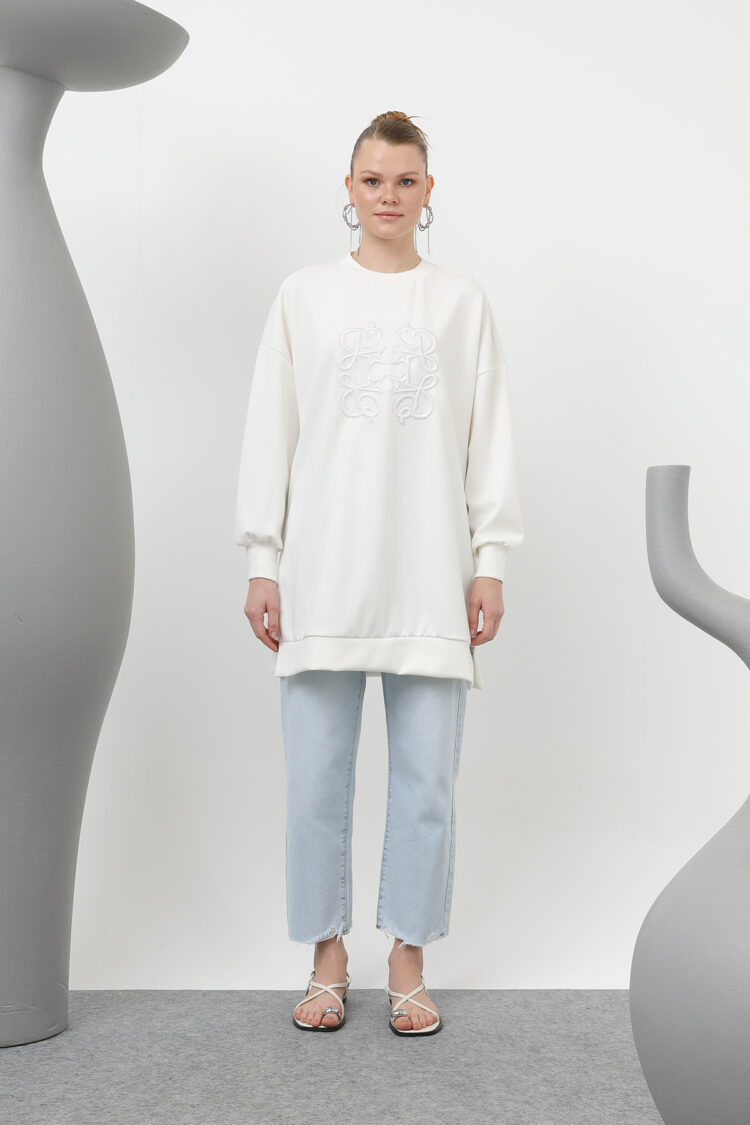 Women's Front Glued Stone Detailed Tunic