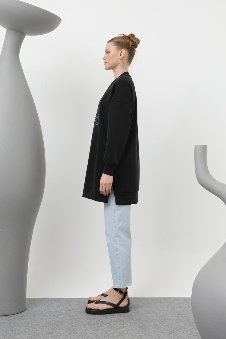 Women's Front Glued Stone Detailed Tunic