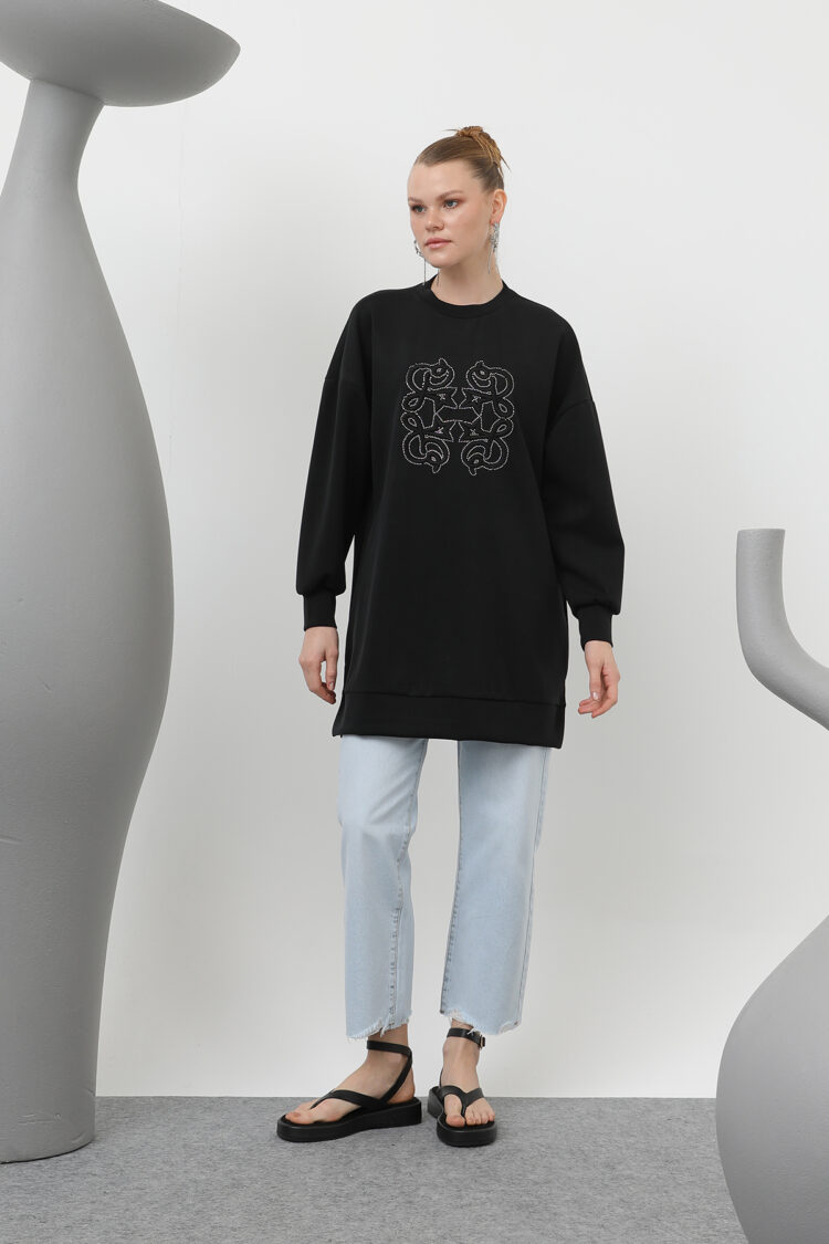 Women's Front Glued Stone Detailed Tunic - Puane - Globality Store - Women Clothes Wholesale Turkey