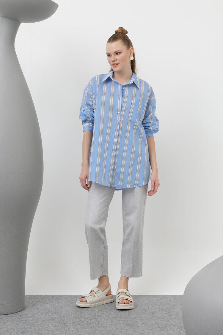Women's Striped Pocket Shirt - SOUL - Globality Store - Women Clothes Wholesale Turkey