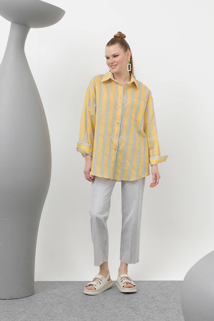 Women's Striped Pocket Shirt - SOUL - Globality Store - Women Clothes Wholesale Turkey