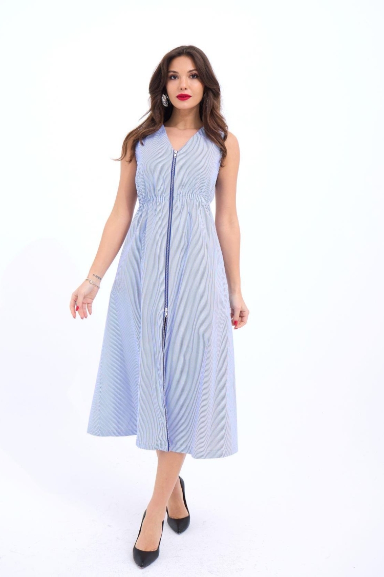 Dress -And White Striped - Fame - Globality Store - Women Clothes Wholesale Turkey