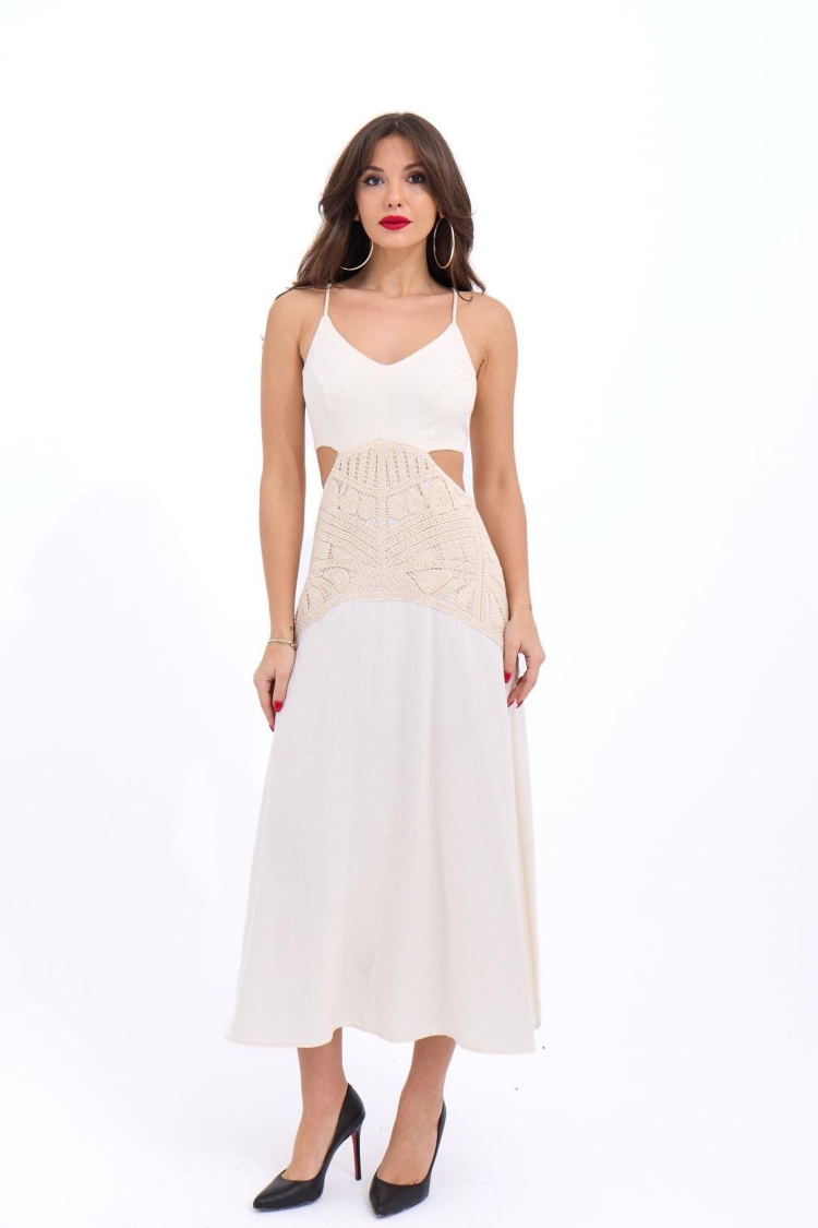 Dress - Beige - Fame - Globality Store - Women Clothes Wholesale Turkey
