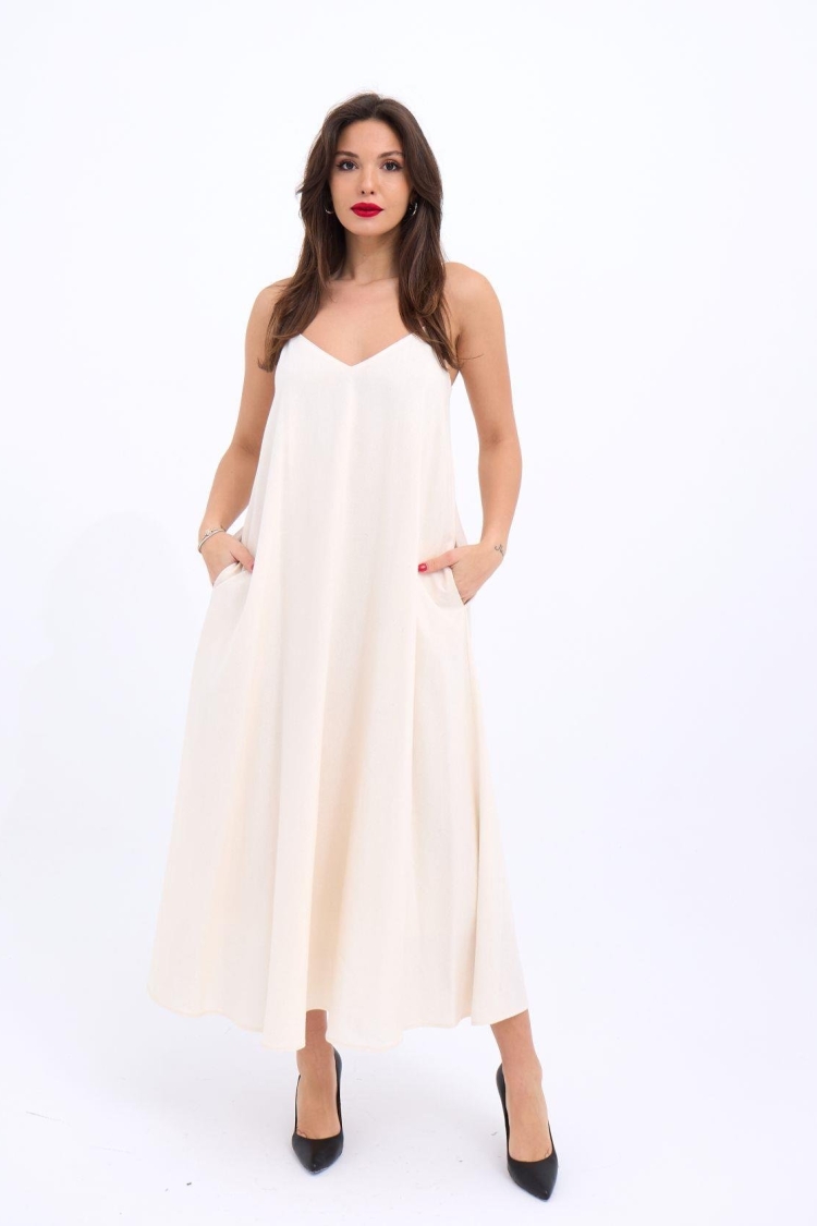 Dress - Beige - Fame - Globality Store - Women Clothes Wholesale Turkey