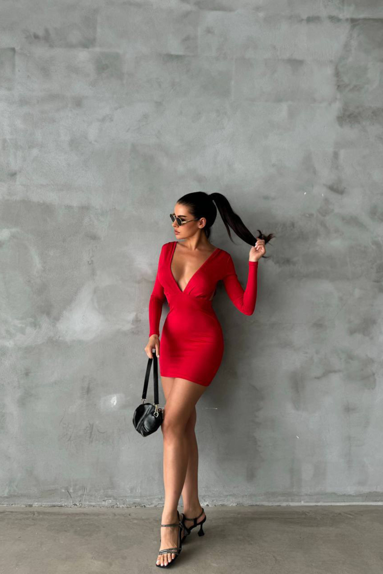 Mini Dress With Low Waist And Chest - Mode Roy - Globality Store - Women Clothes Wholesale Turkey