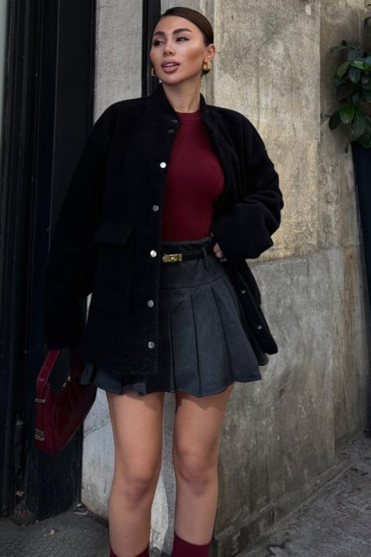 Lined Wool Fur Jacket - Sobe Istanbul - Globality Store - Women Clothes Wholesale Turkey