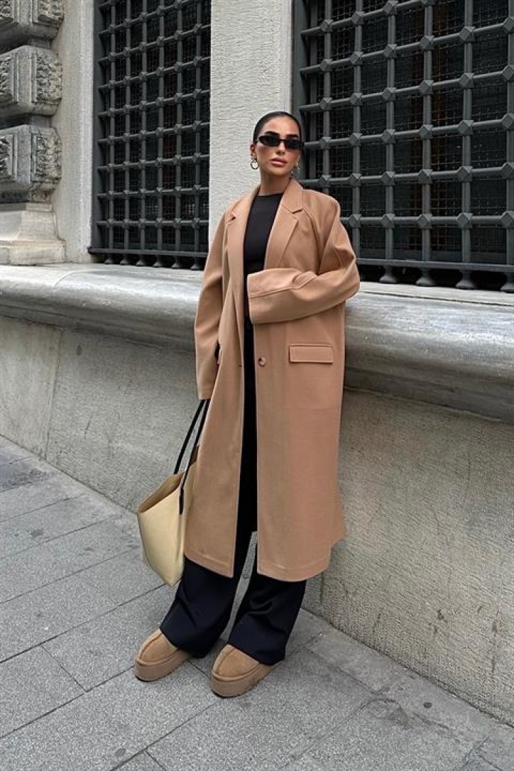 Long Cachet Coat - Sobe Istanbul - Globality Store - Women Clothes Wholesale Turkey