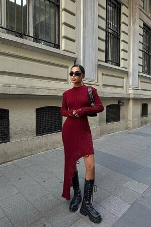 Asymmetrical Cotton Knit Dress - Sobe Istanbul - Globality Store - Women Clothes Wholesale Turkey