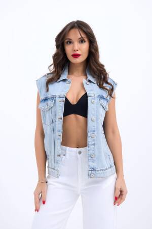 Denim Vest - Light Blue - Fame - Globality Store - Women Clothes Wholesale Turkey