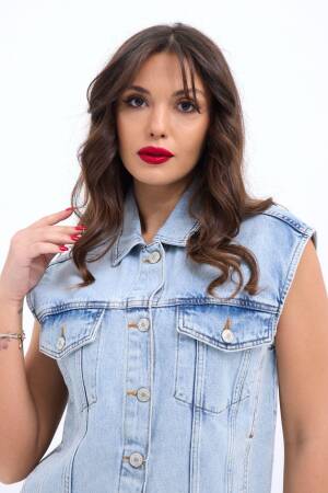 Denim Vest - Light Blue - Fame - Globality Store - Women Clothes Wholesale Turkey
