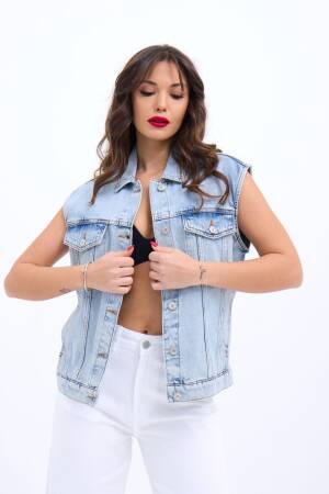 Denim Vest - Light Blue - Fame - Globality Store - Women Clothes Wholesale Turkey