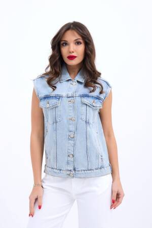 Denim Vest - Light Blue - Fame - Globality Store - Women Clothes Wholesale Turkey
