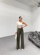 230 Gr Poly Viscose Lycra Metal Button Palazzo Trousers - Ouz Fashion - Globality Store - Women Clothes Wholesale Turkey