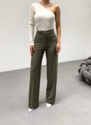 230 Gr Poly Viscose Lycra Metal Button Palazzo Trousers - Ouz Fashion - Globality Store - Women Clothes Wholesale Turkey