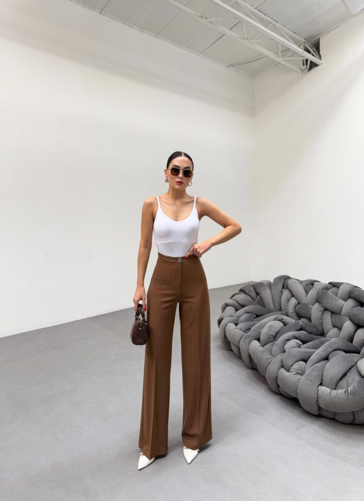Metal Button Palazzo Trousers - Ouz Fashion - Globality Store - Women Clothes Wholesale Turkey