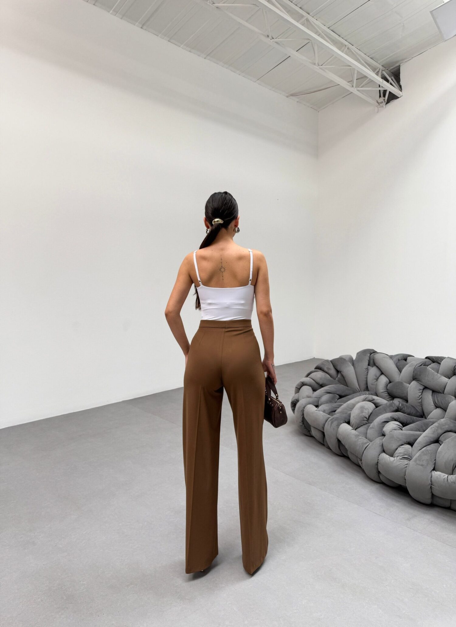 Metal Button Palazzo Trousers - Ouz Fashion - Globality Store - Women Clothes Wholesale Turkey