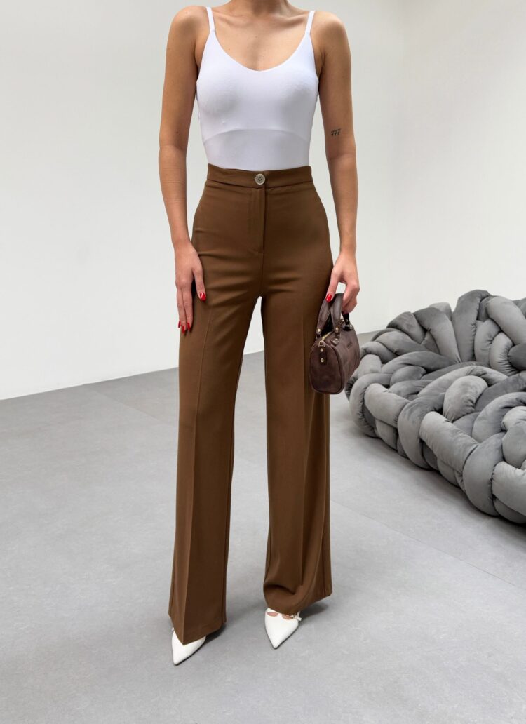 Metal Button Palazzo Trousers