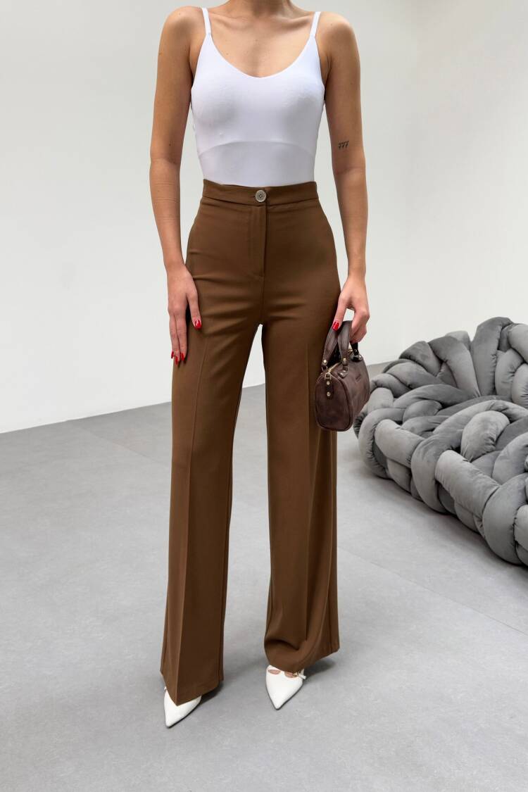 Metal Button Palazzo Trousers