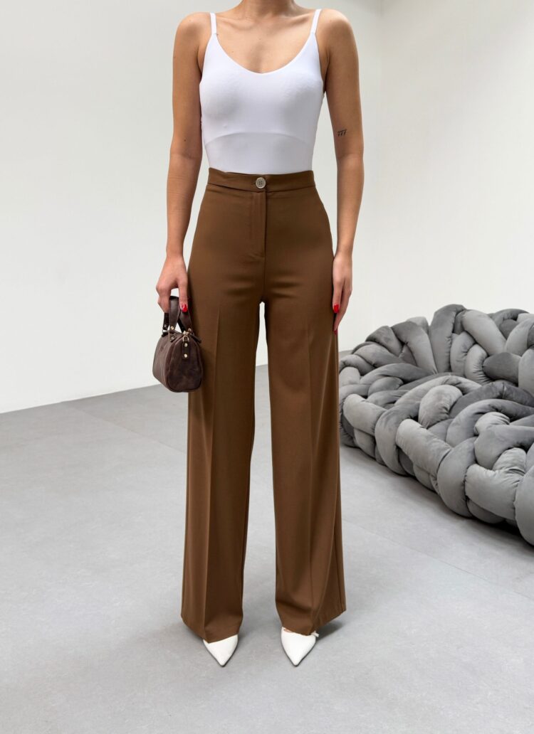 Metal Button Palazzo Trousers